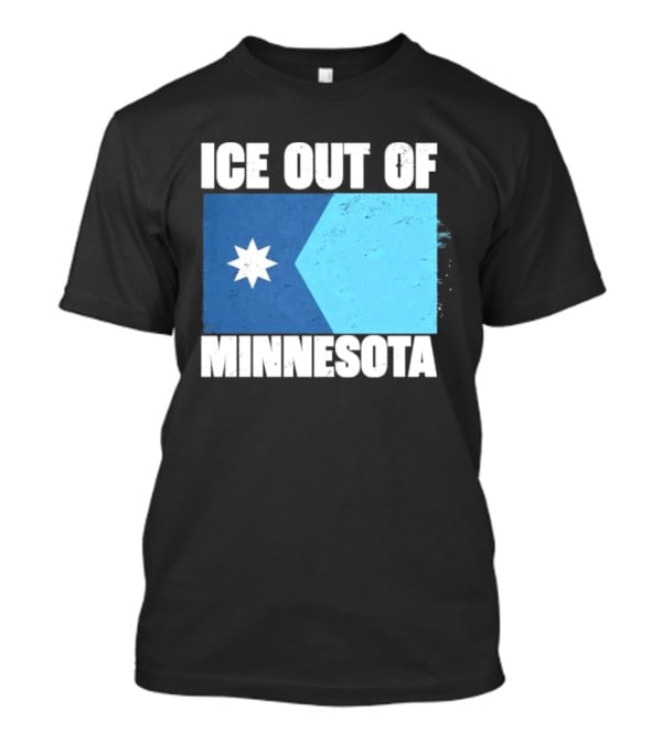 Ice Out Of Minnesota Flag Star Blue Shape T-Shirt