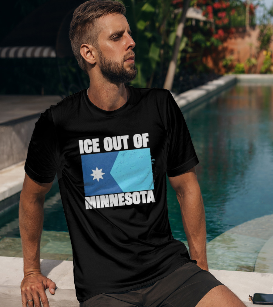 Ice Out Of Minnesota Flag Star Blue Shape T-Shirt