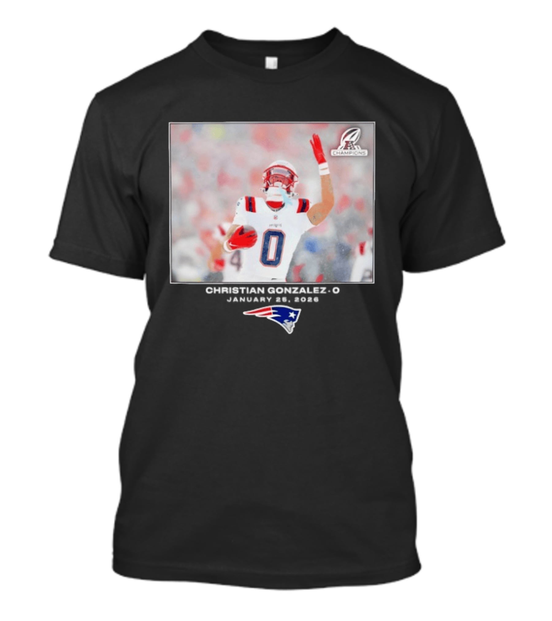 Christian Gonzalez New England Patriots AFC Champions Week 21 T-Shirt