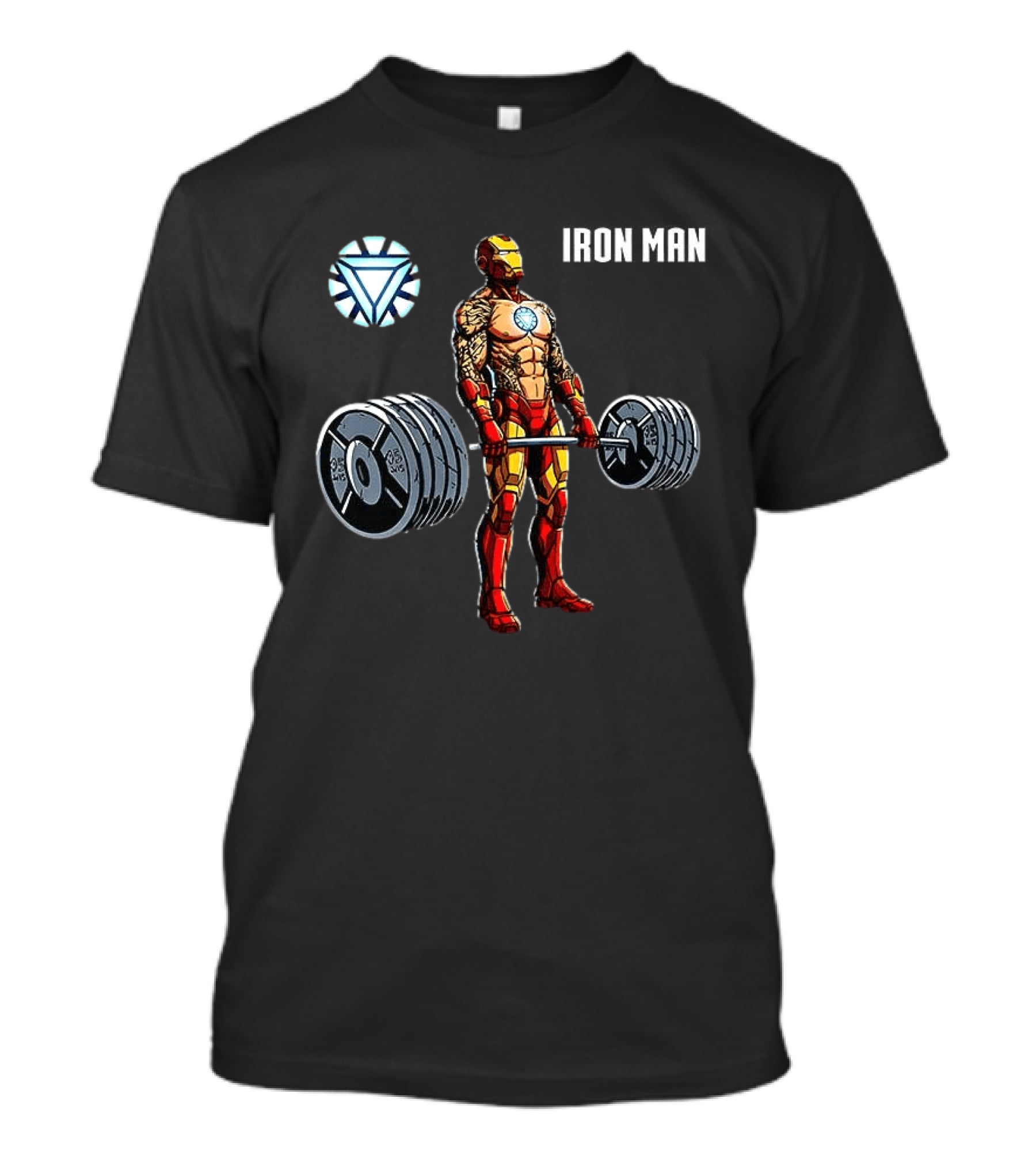 Iron Man Weightlifting Arc Reactor Gym Workout T-Shirt