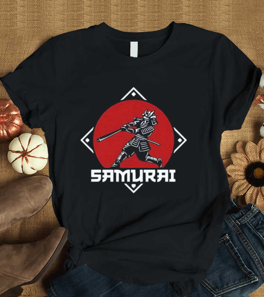 Samurai Hitter Baseball Red Circle Katana T-Shirt