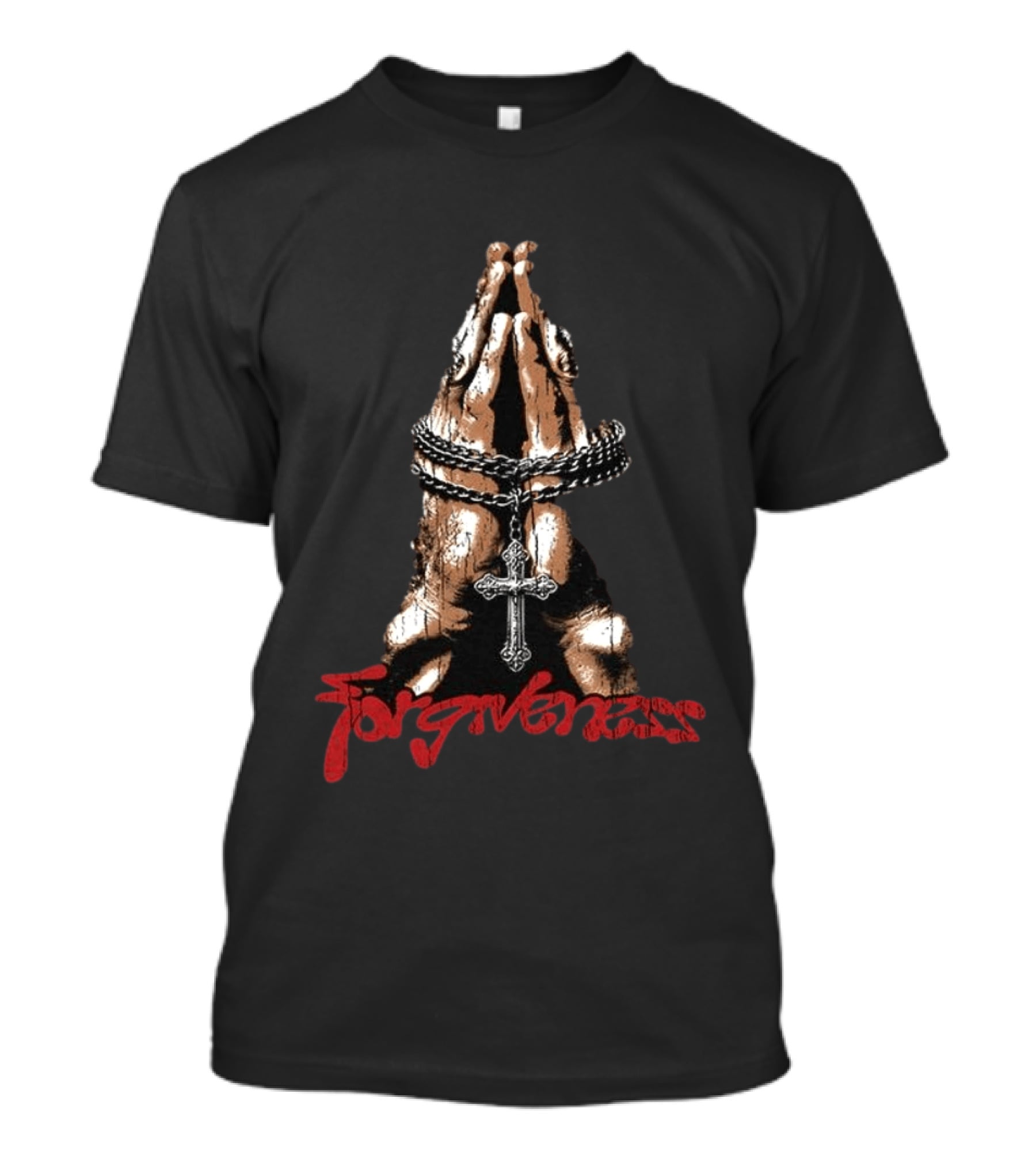Forgiveness Praying Hands Crucifix Necklace T-Shirt