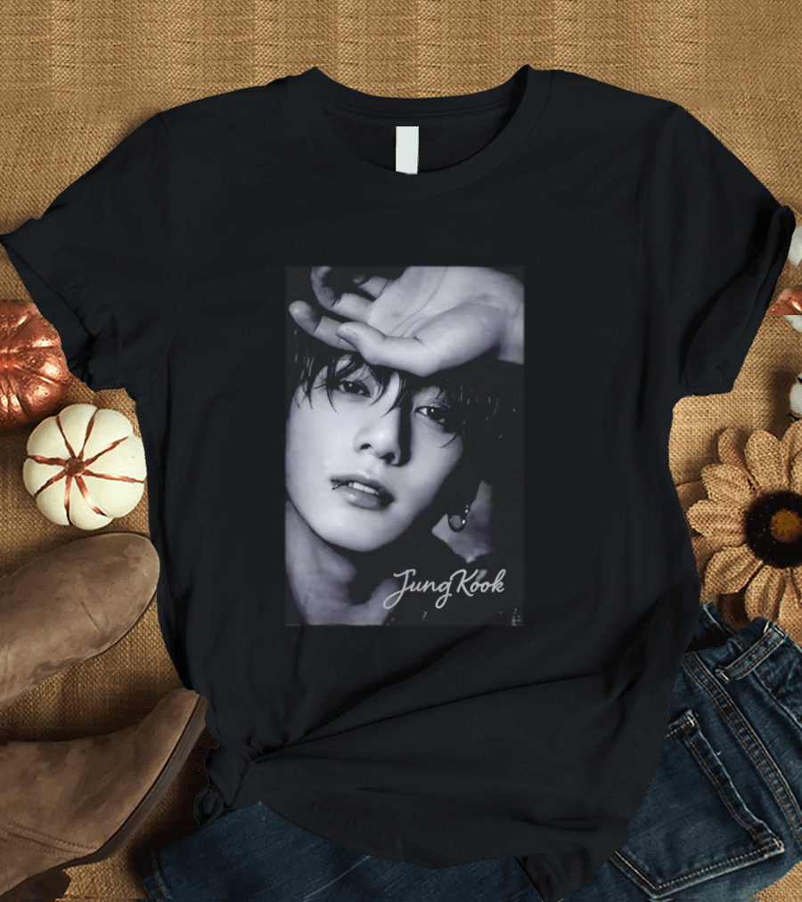 Jungkook BTS Iconic Style Black And White T-Shirt