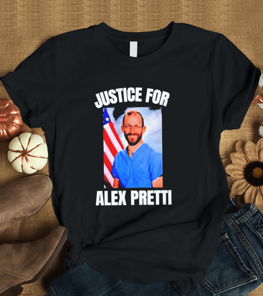 Justice For Alex Pretti American Flag T-Shirt
