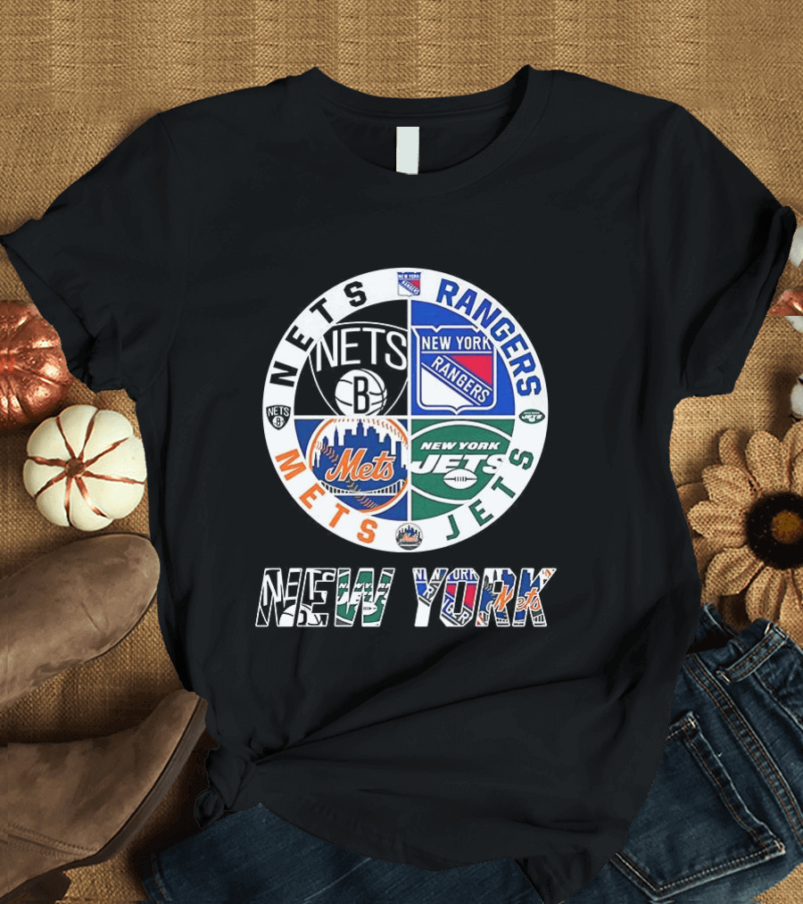 New York Nets Rangers Jets Mets Sports Team Mashup T-Shirt
