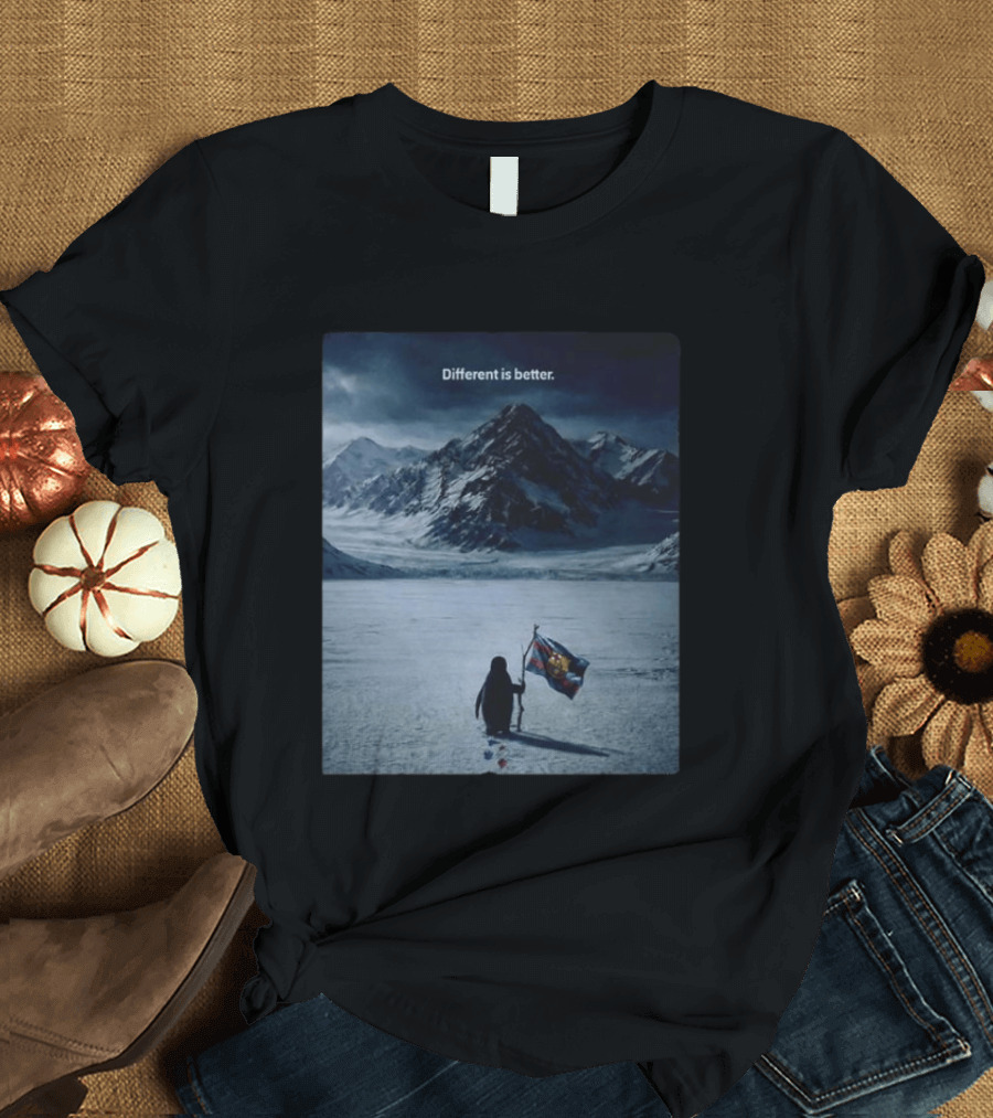 Barcelona Nihilist Penguin Different Is Better Flag Mountain Scene T-Shirt