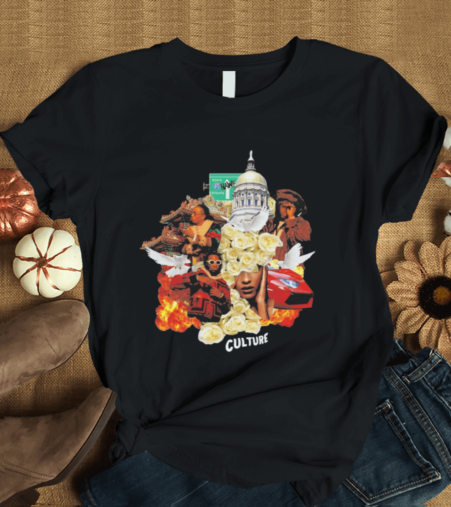 Bravado Migos Culture Album Cover Atlanta Capitol Roses Collage T-Shirt