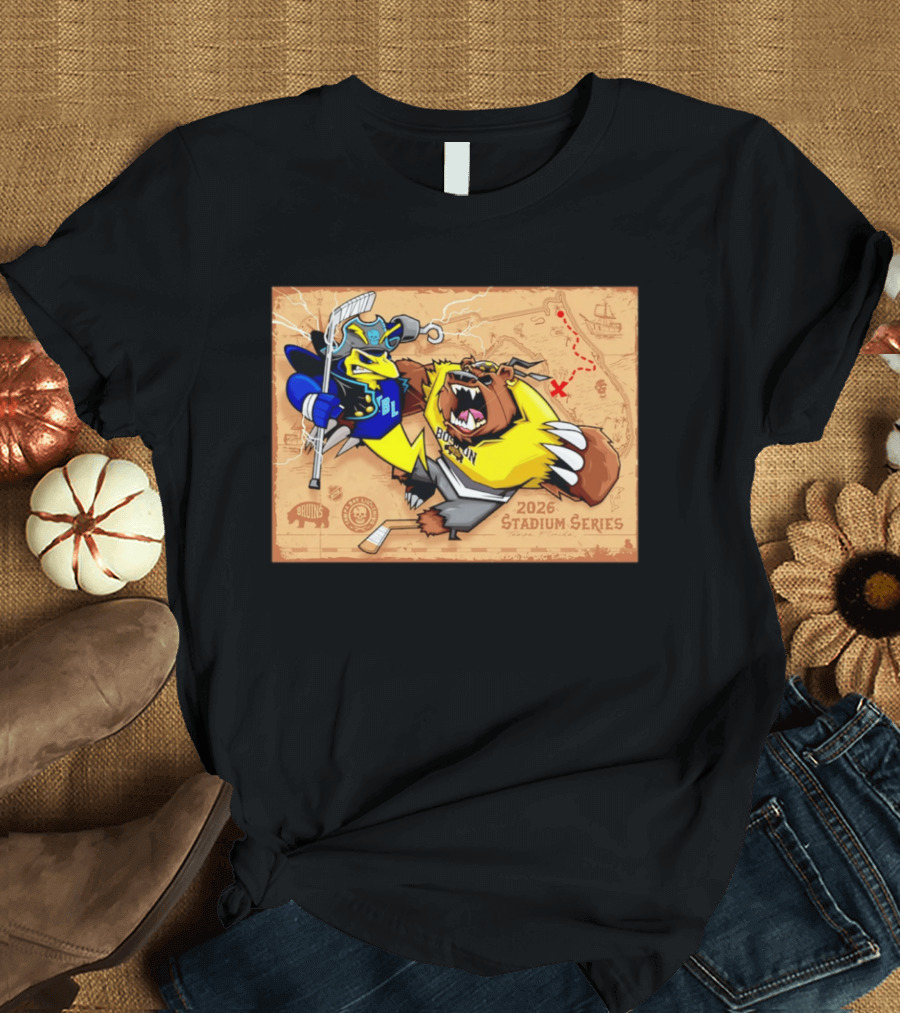 Tampa Bay Lightning Vs Boston Bruins 2026 Stadium Series Tampa Florida Map T-Shirt