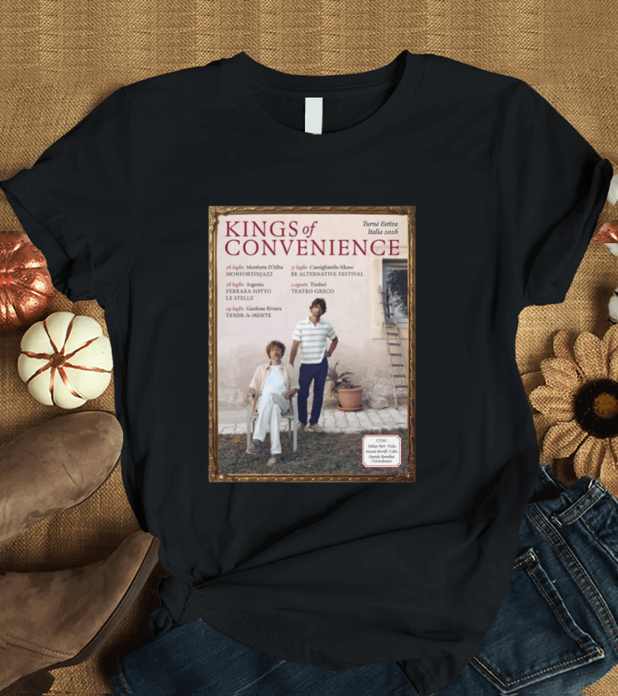Kings Of Convenience Turne Estiva Italia 2026 Monfortinjazz Ferrara Tener A Mente Teatro Greco Festival T-Shirt
