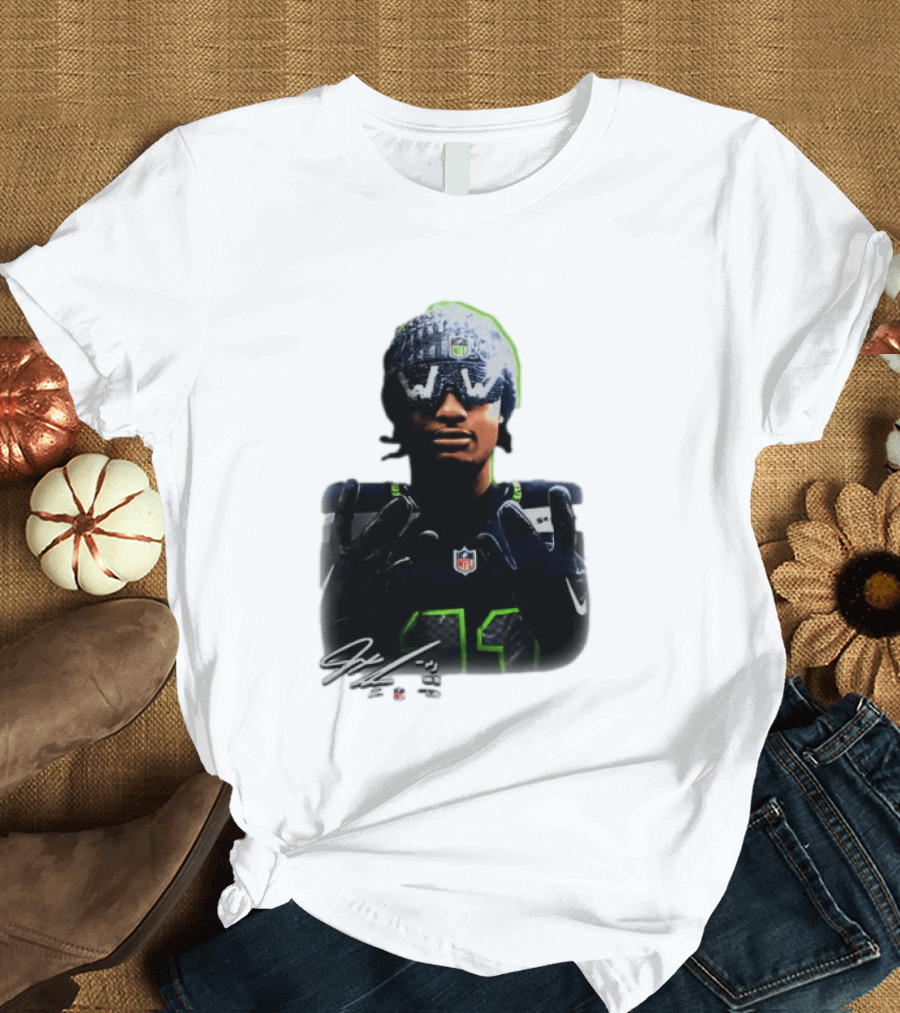 Jaxon Smith Njigba Seattle Seahawks Beanie Bling WW Sunglasses NFL Player Signature T-Shirt