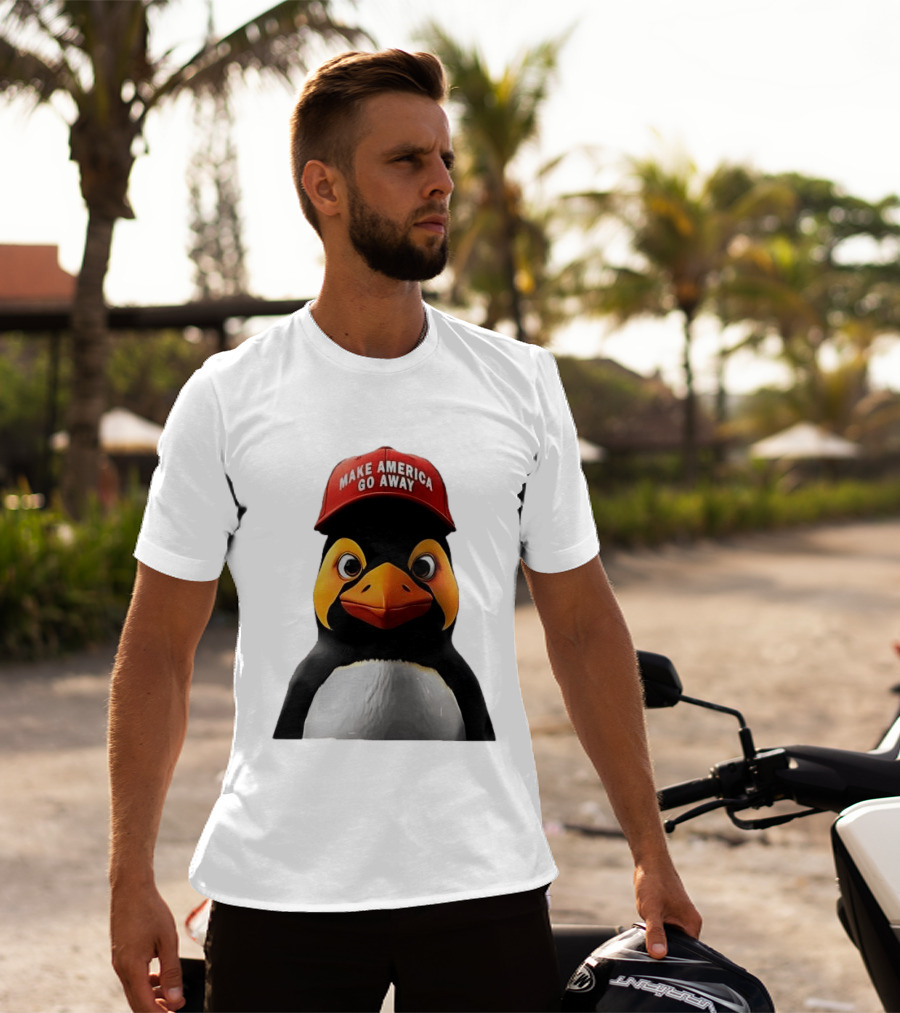 Make America Go Away Red Hat Penguin Iconic Humor T-Shirt