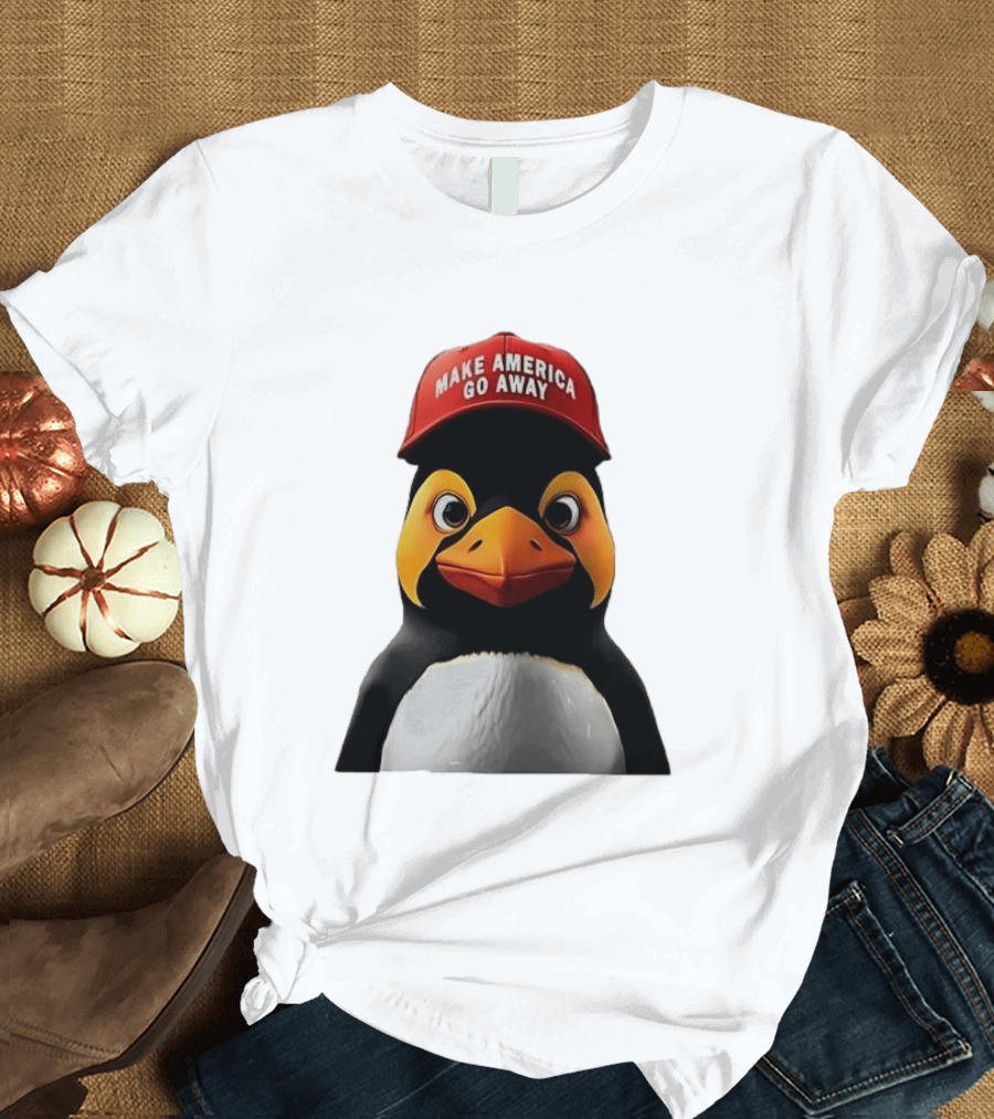 Make America Go Away Red Hat Penguin Iconic Humor T-Shirt