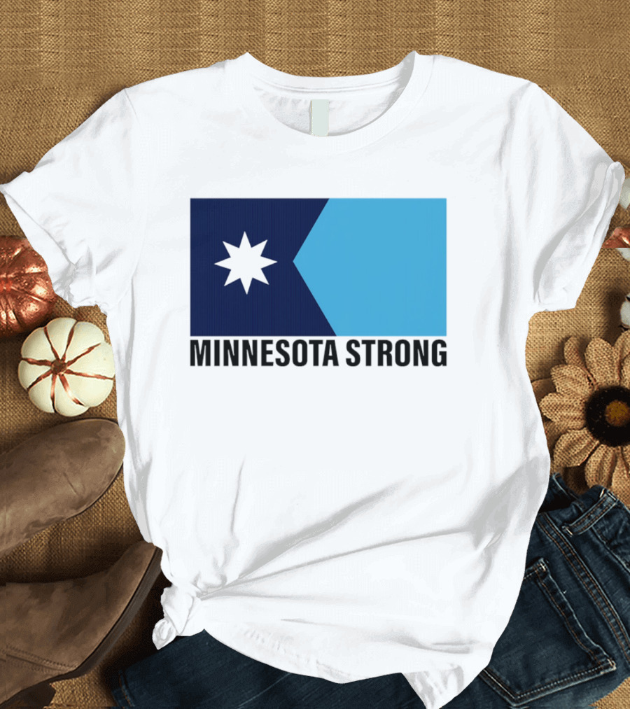 Minnesota Strong Star Icon Blue Rectangular Flag T-Shirt