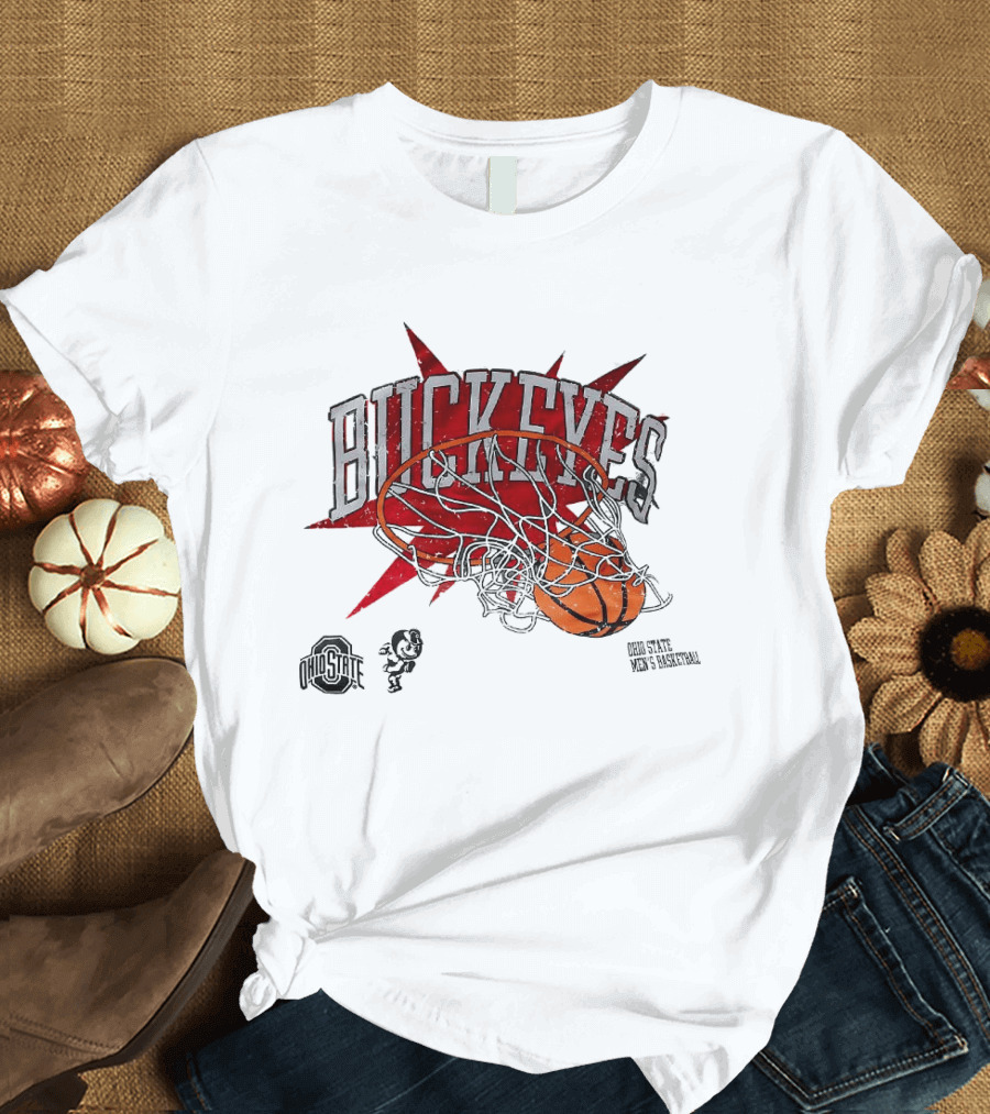 Ohio State Buckeyes Men's Basketball 2026 Dunking Basketball Hoop T-Shirt