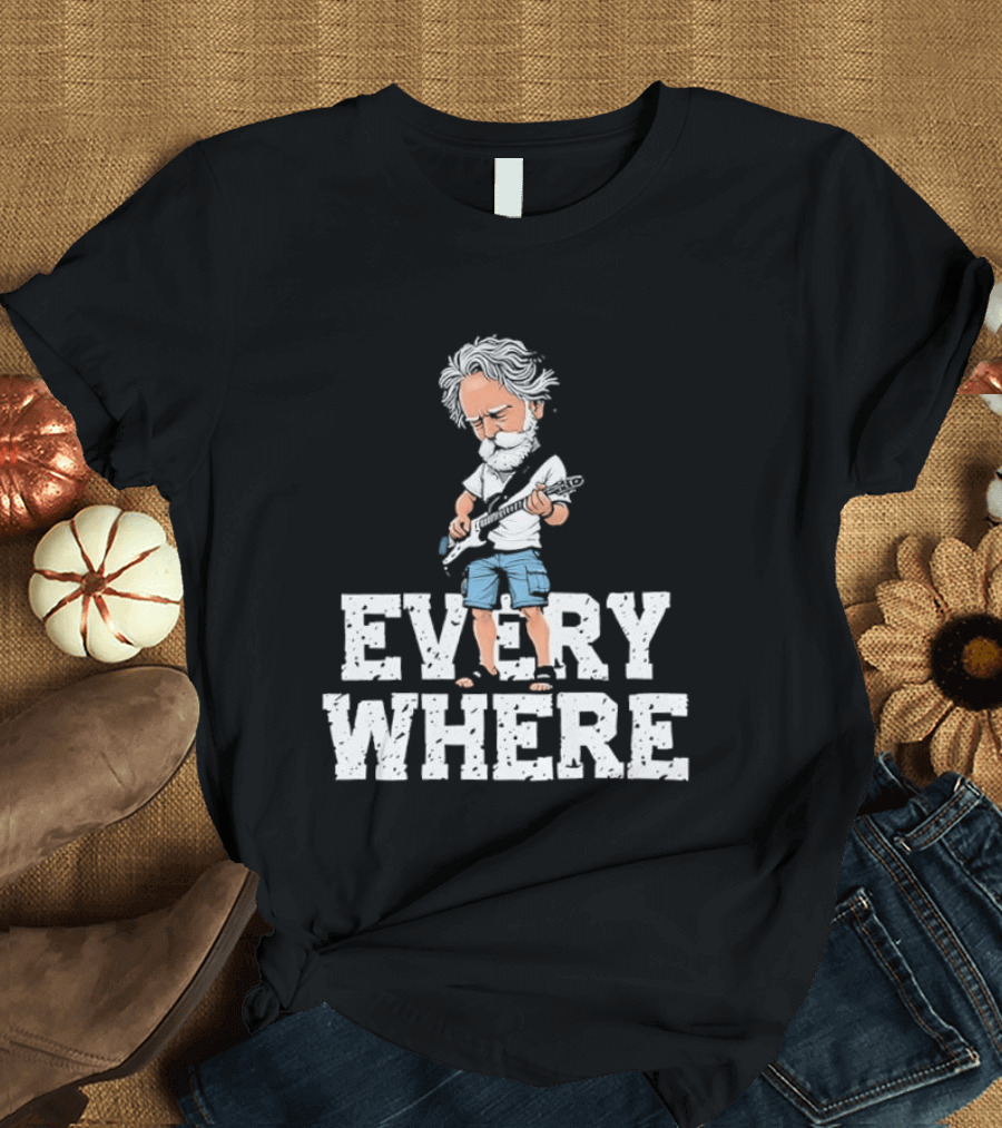 Bob Weir Grateful Dead Everywhere Character With Guitar T-Shirt