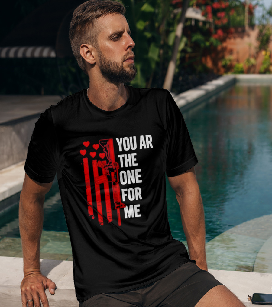 You Ar The One For Me Red Hearts Flag Visual T-Shirt