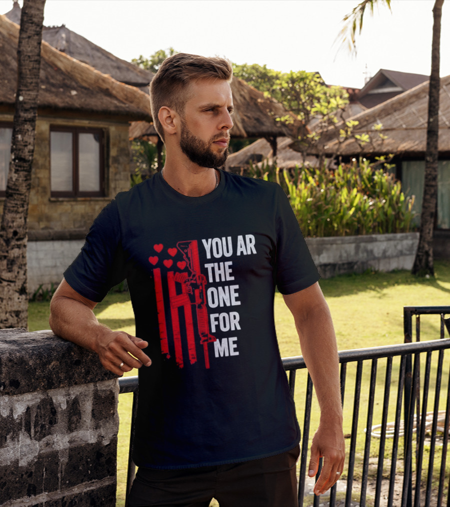 You Ar The One For Me Red Hearts Flag Visual T-Shirt