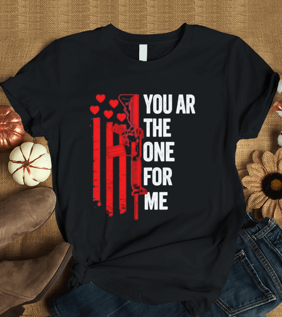 You Ar The One For Me Red Hearts Flag Visual T-Shirt