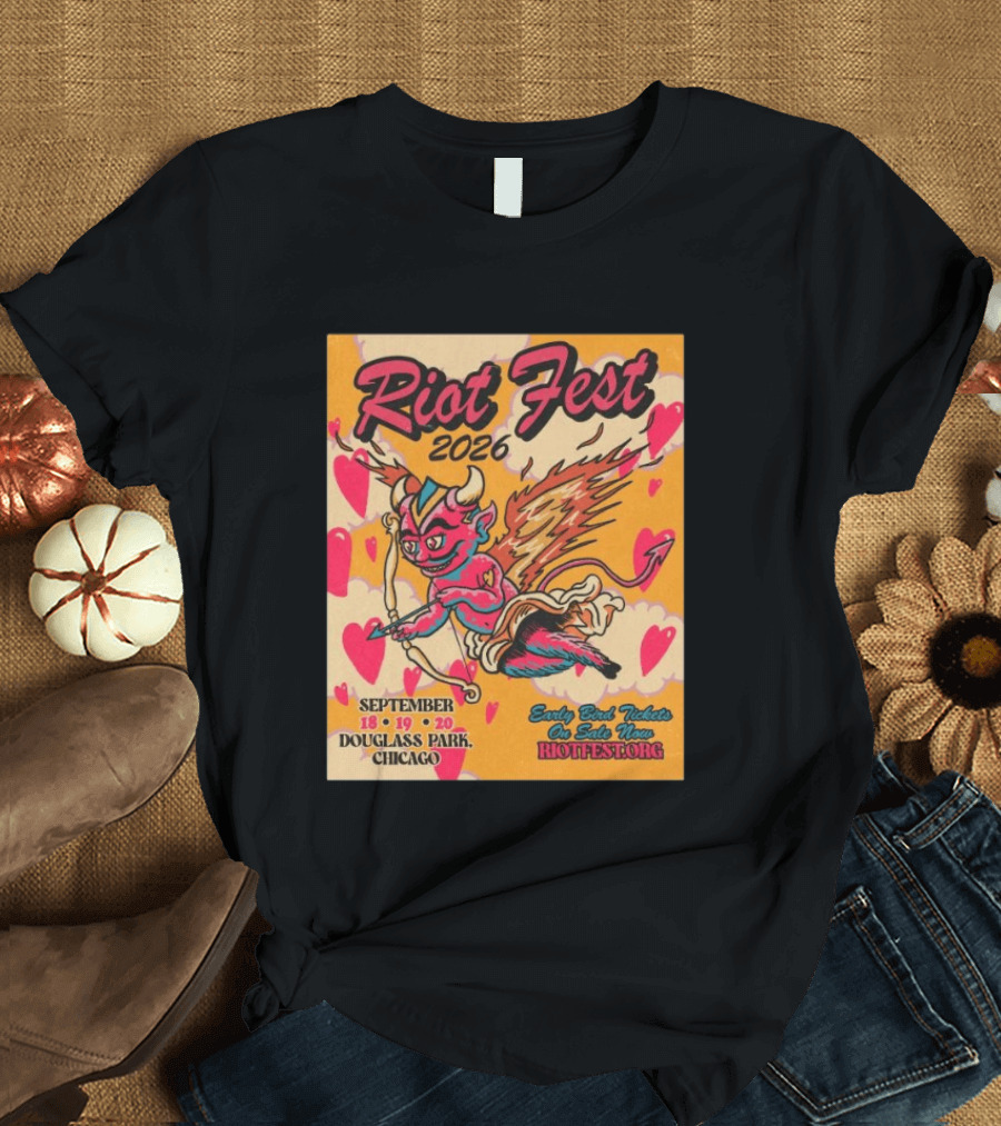 Riot Fest 2026 Douglass Park Chicago Sep 18 19 20 Devil Heart Wings T-Shirt