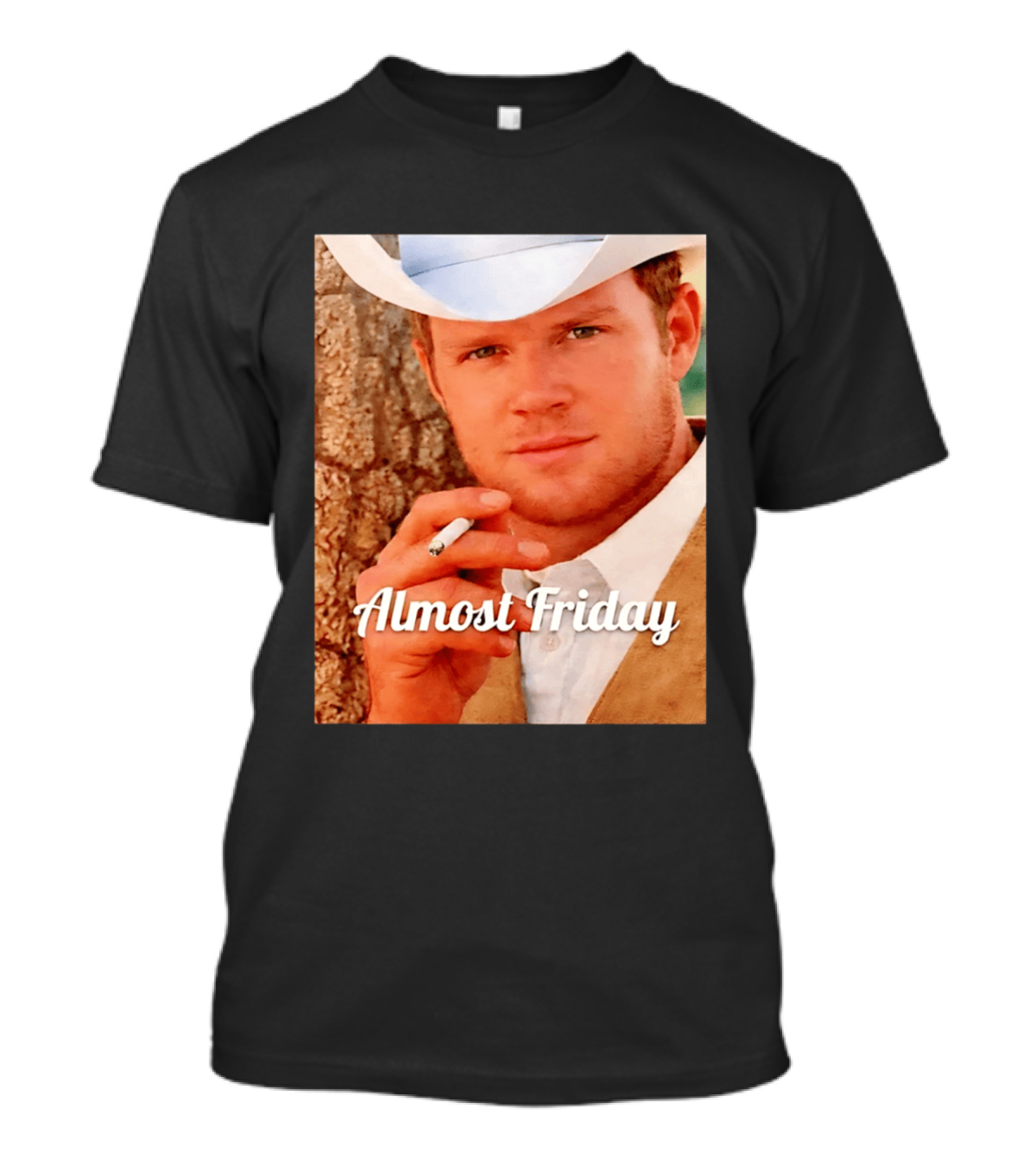 Almost Friday Cowboy Smoking Cigarette T-Shirt
