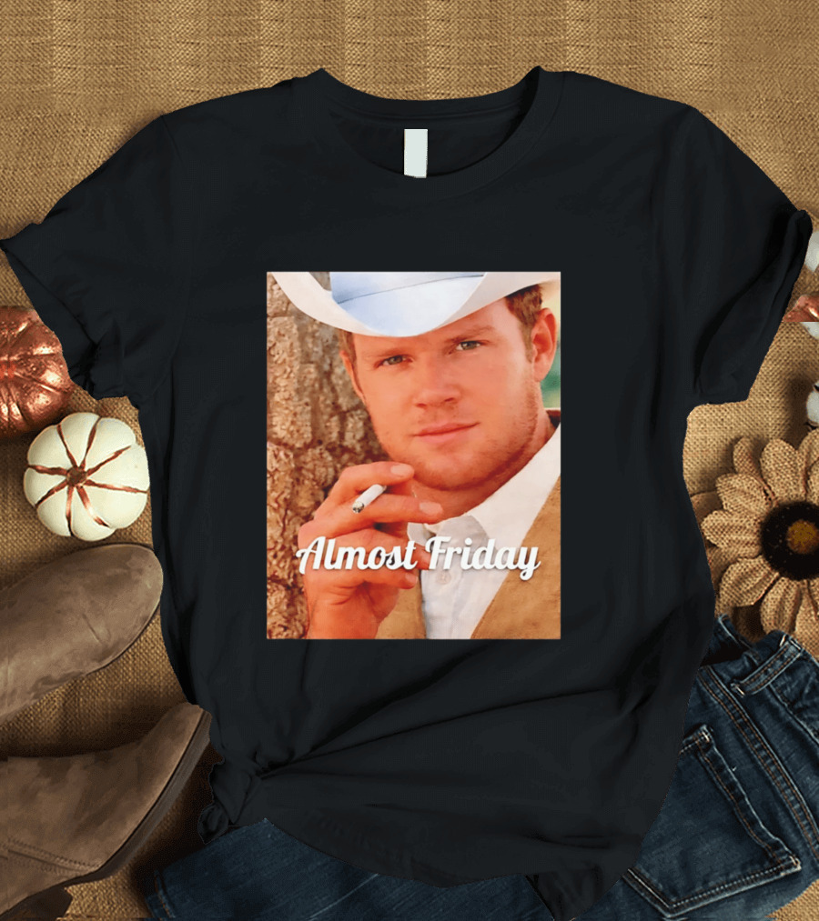 Almost Friday Cowboy Smoking Cigarette T-Shirt