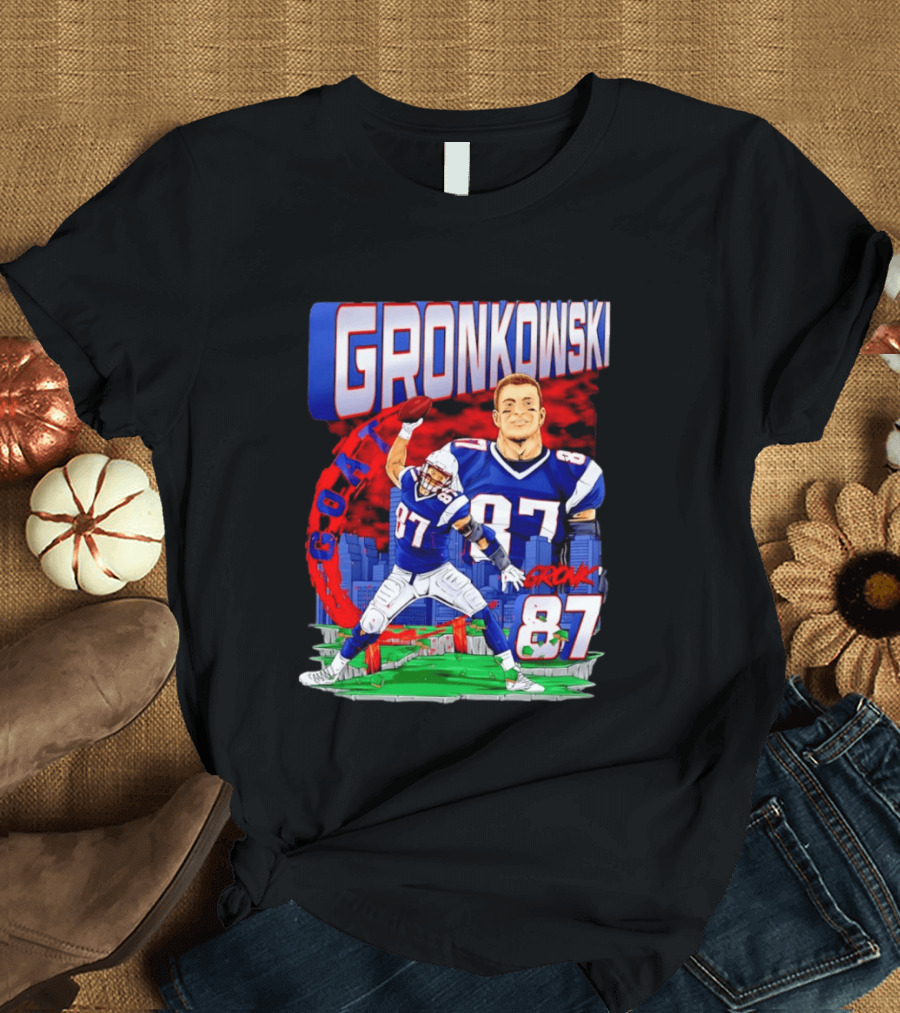 Gronkowski Goat 87 Football Player Tight End Action T-Shirt