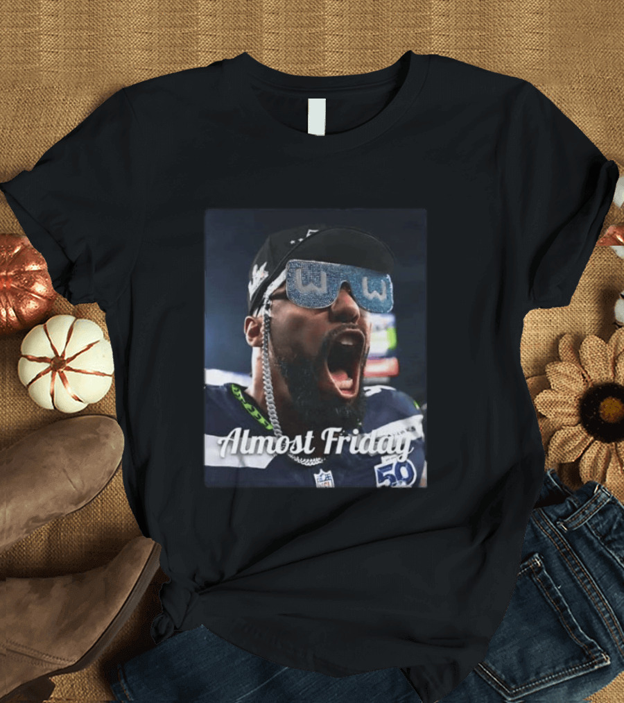 Leonard Williams Glasses Seahawks Almost Friday 50 Yard Line Celebration T-Shirt