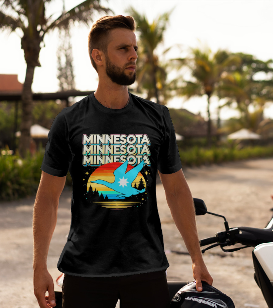 MINNESOTA Resistance 2026 Goose Sunset Forest Scene T-Shirt