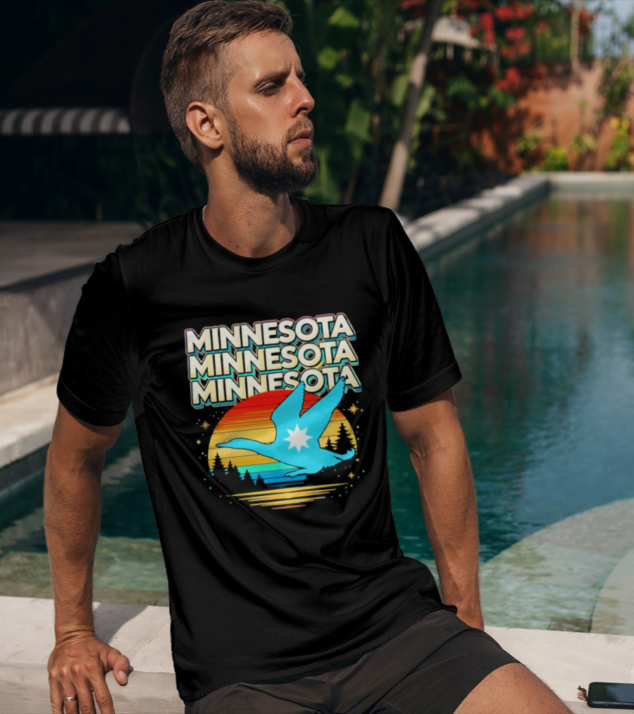 MINNESOTA Resistance 2026 Goose Sunset Forest Scene T-Shirt
