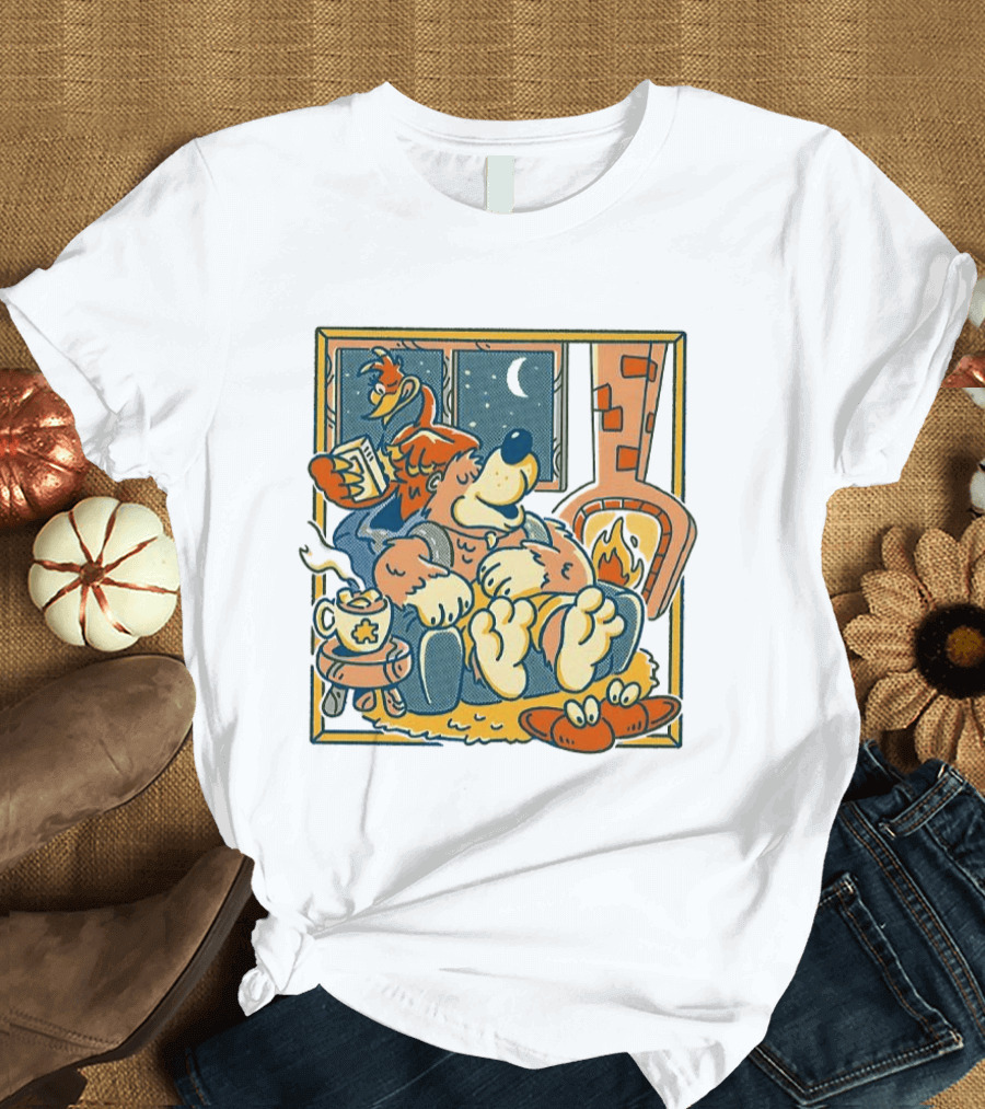 Banjo And Kazooie Cozy Fireplace Retro Gaming Night Moon🌛 T-Shirt