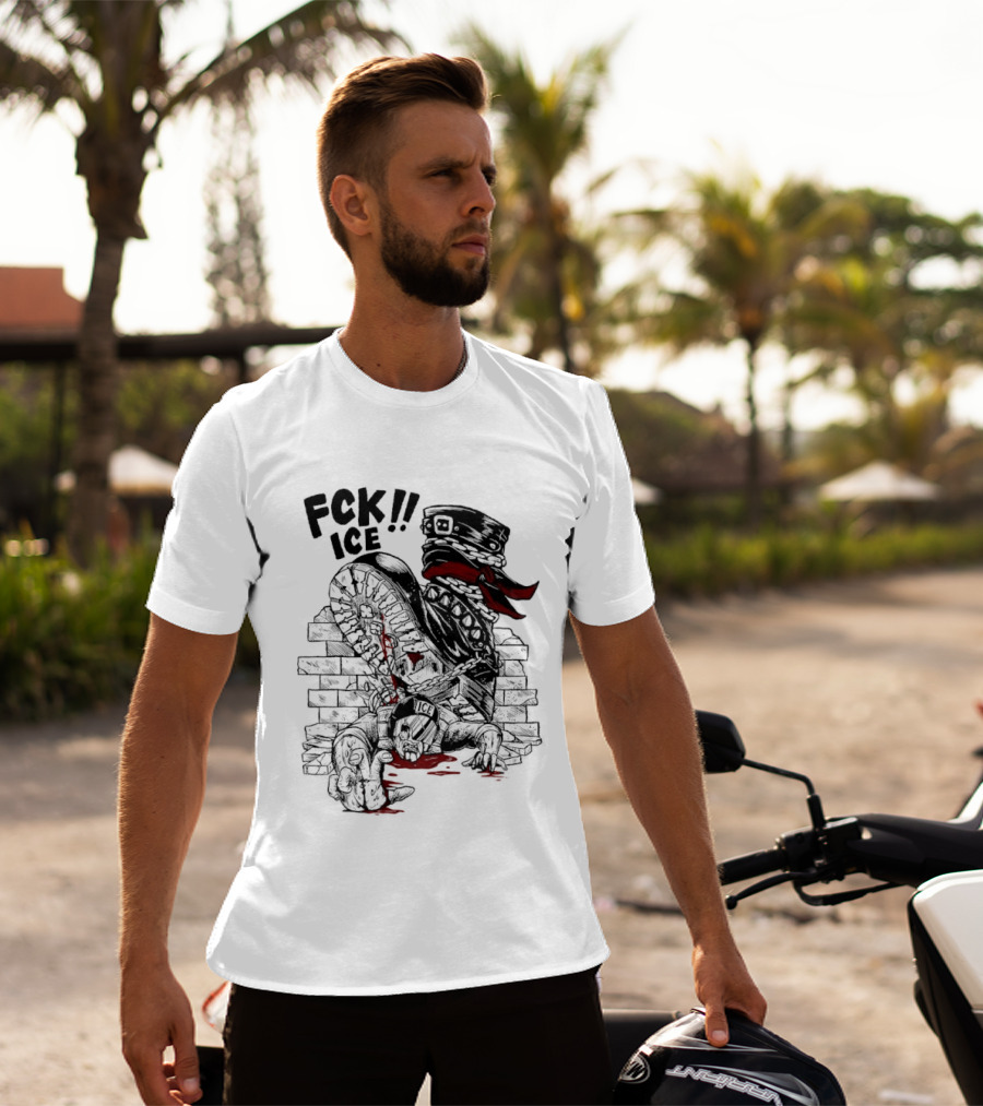Fck ICE Text With Ice Boot And Bricks T-Shirt