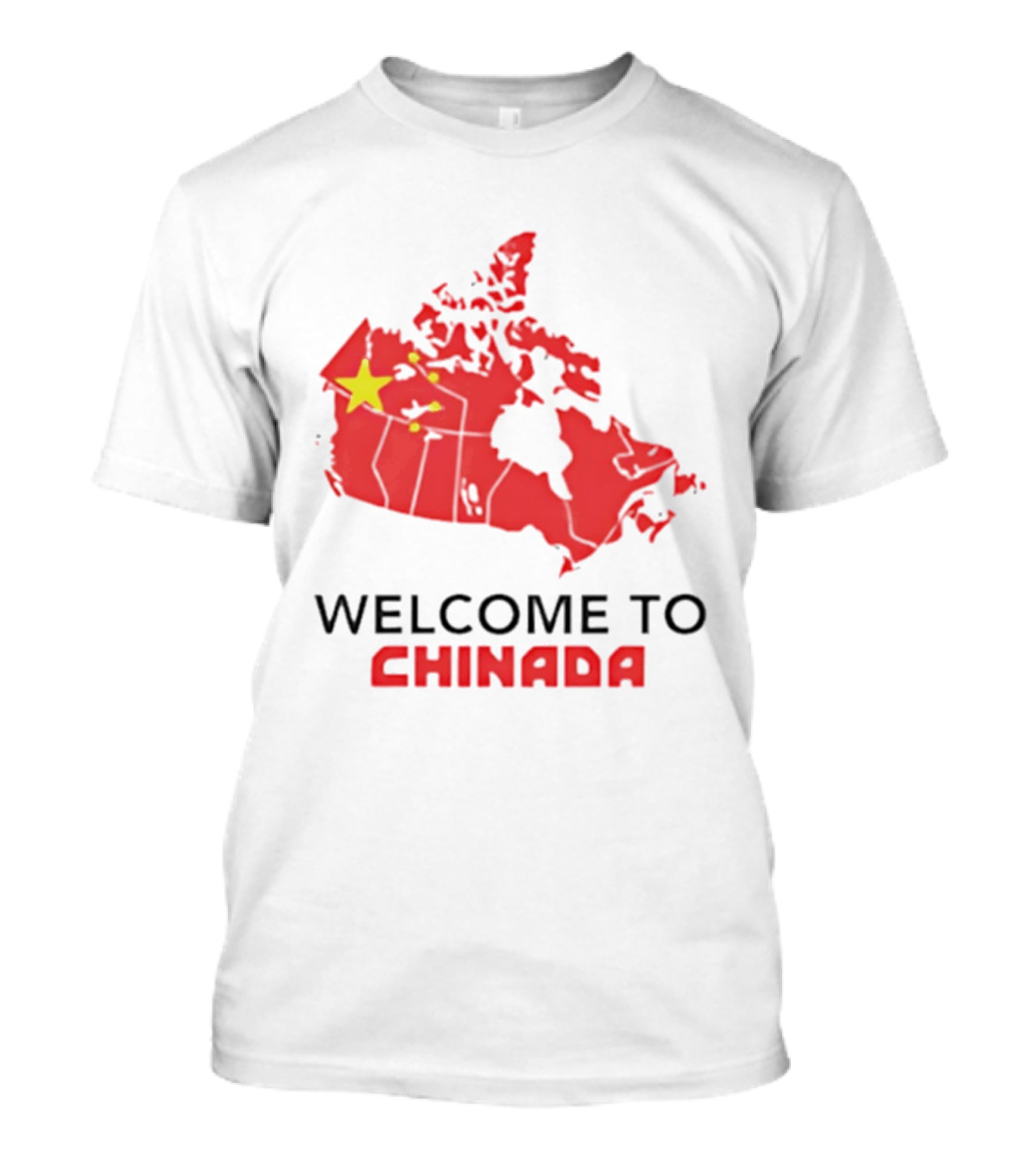 Welcome To Chinada Canada Map Redesign With Bold Text And Yellow Stars T-Shirt