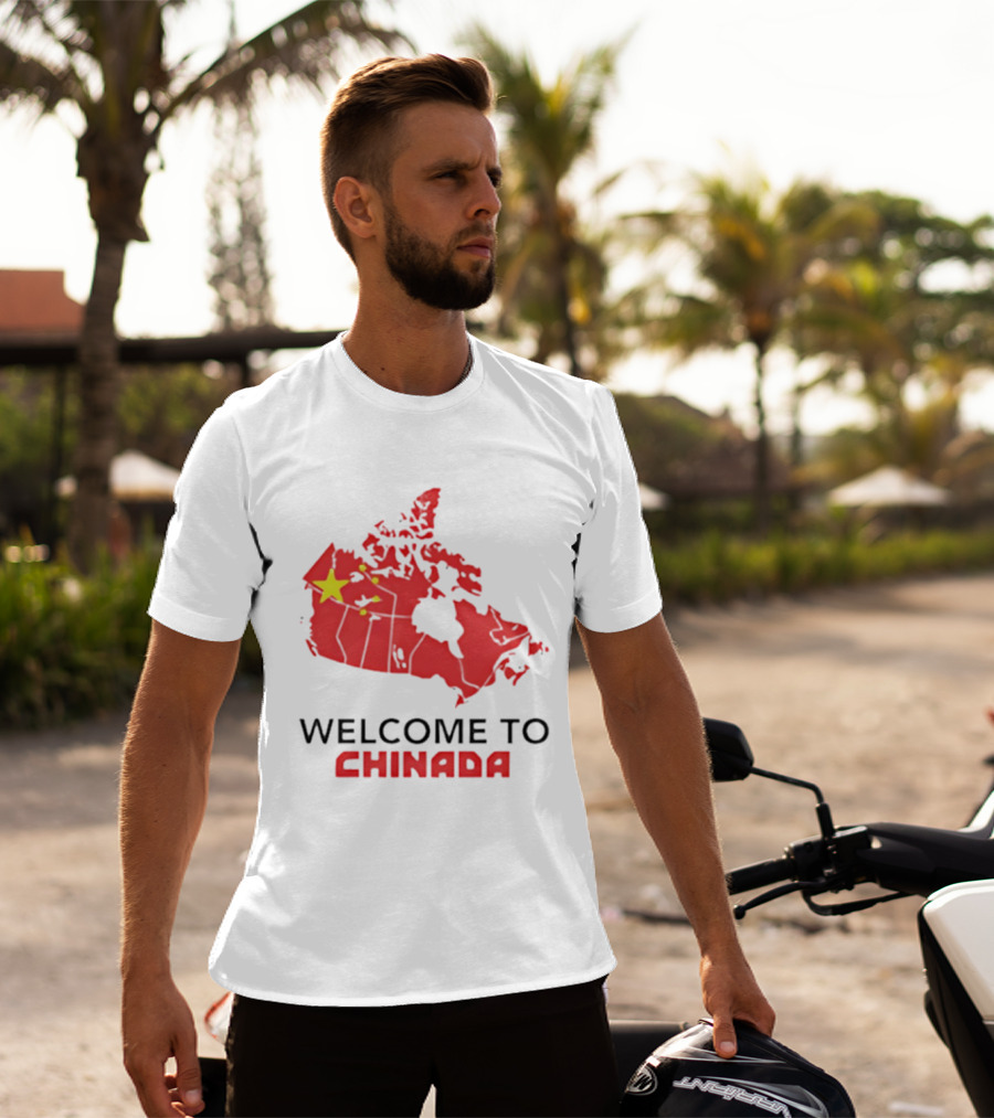 Welcome To Chinada Canada Map Redesign With Bold Text And Yellow Stars T-Shirt