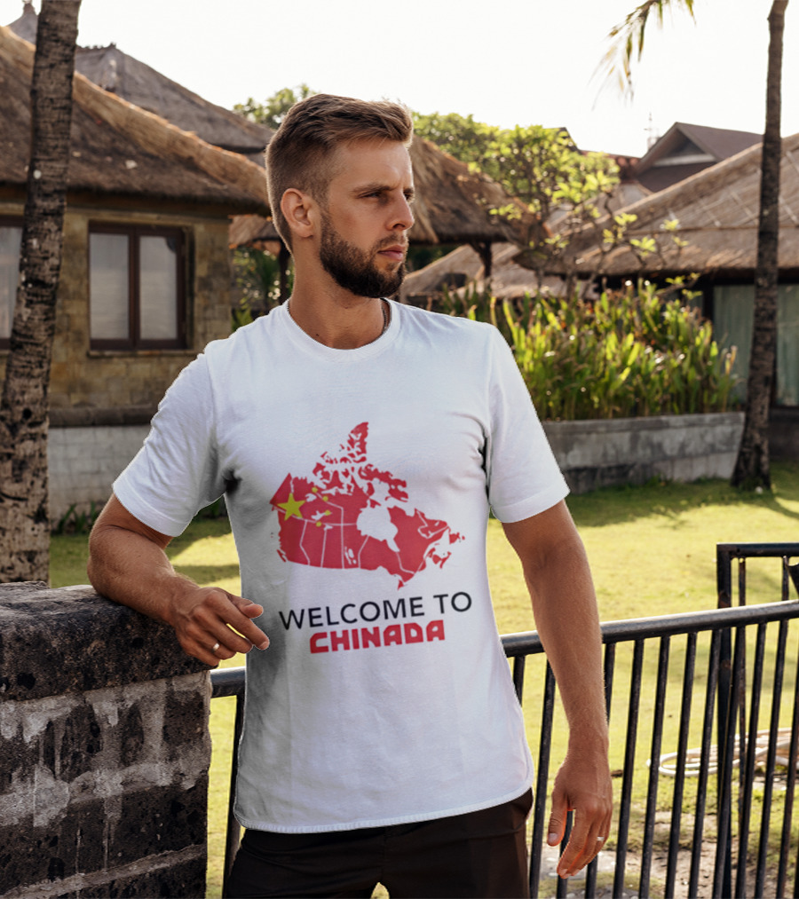 Welcome To Chinada Canada Map Redesign With Bold Text And Yellow Stars T-Shirt