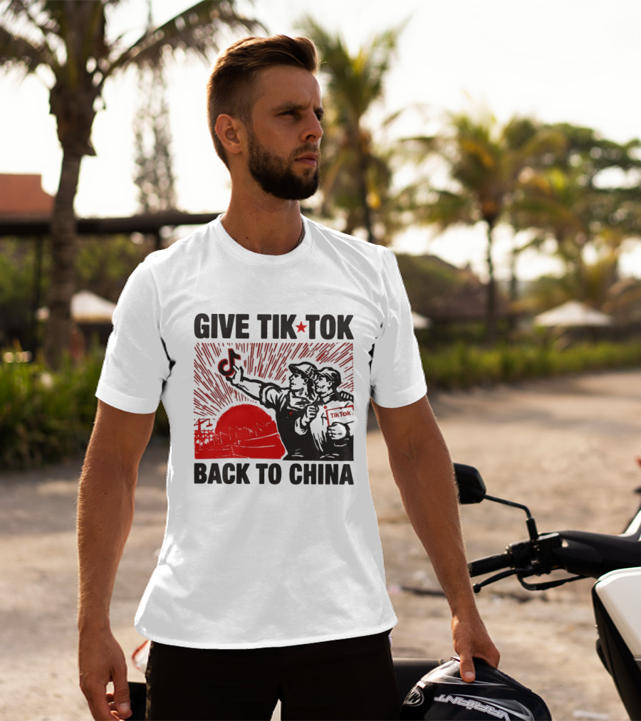 Give TikTok Back To China Red Sunburst Worker T-Shirt