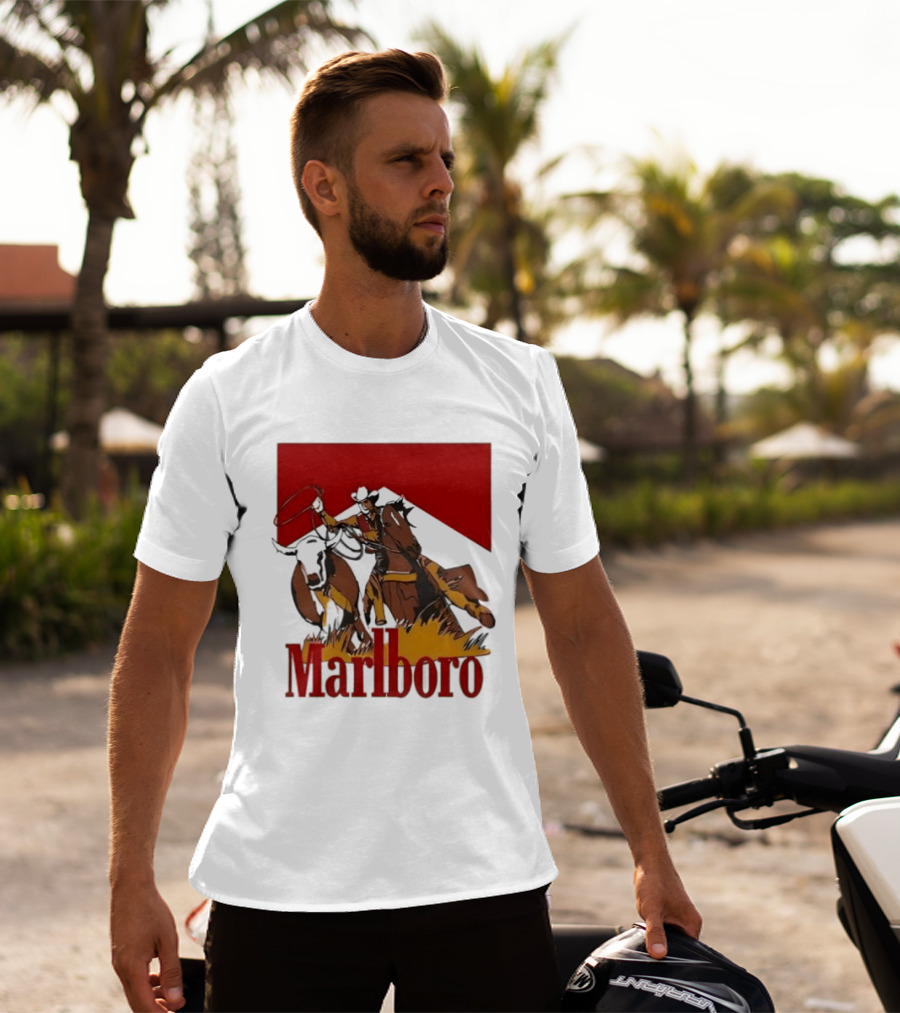 Marlboro Cowboy With Lasso Riding Horse Rugged Outdoors Adventure T-Shirt