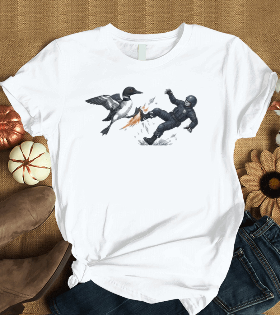 Minnesota Loon Vs ICE Wild Encounter Action Scene T-Shirt