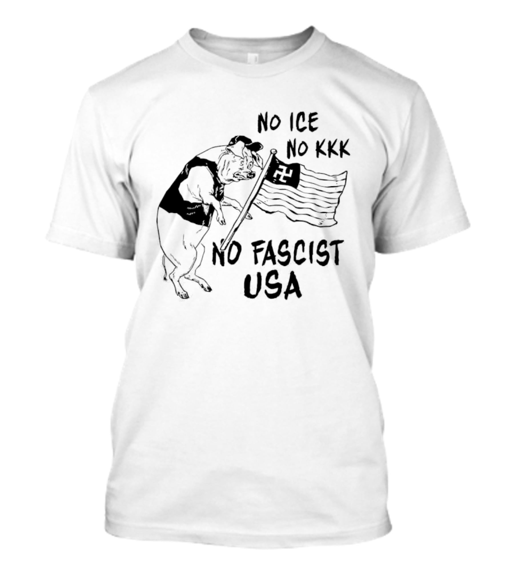 No Ice No KKK No Fascist USA Pig With Flag T-Shirt