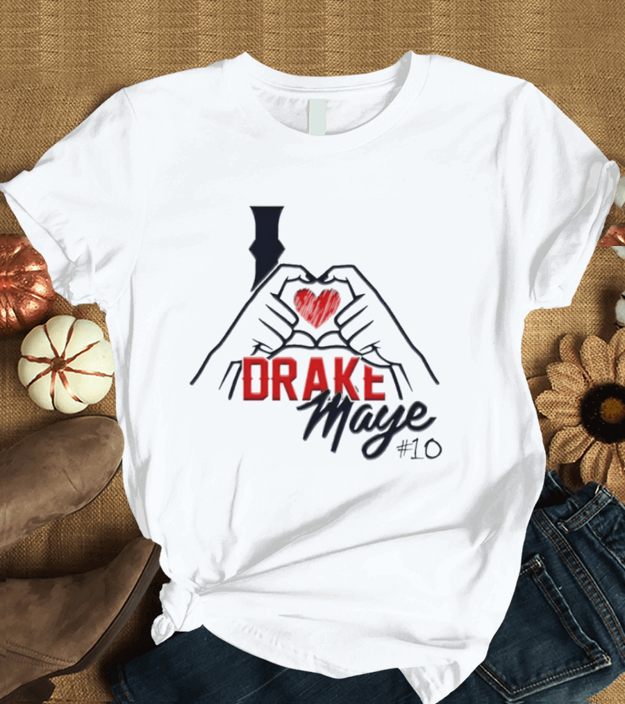 I Love Drake Maye Heart Hand #10 T-Shirt