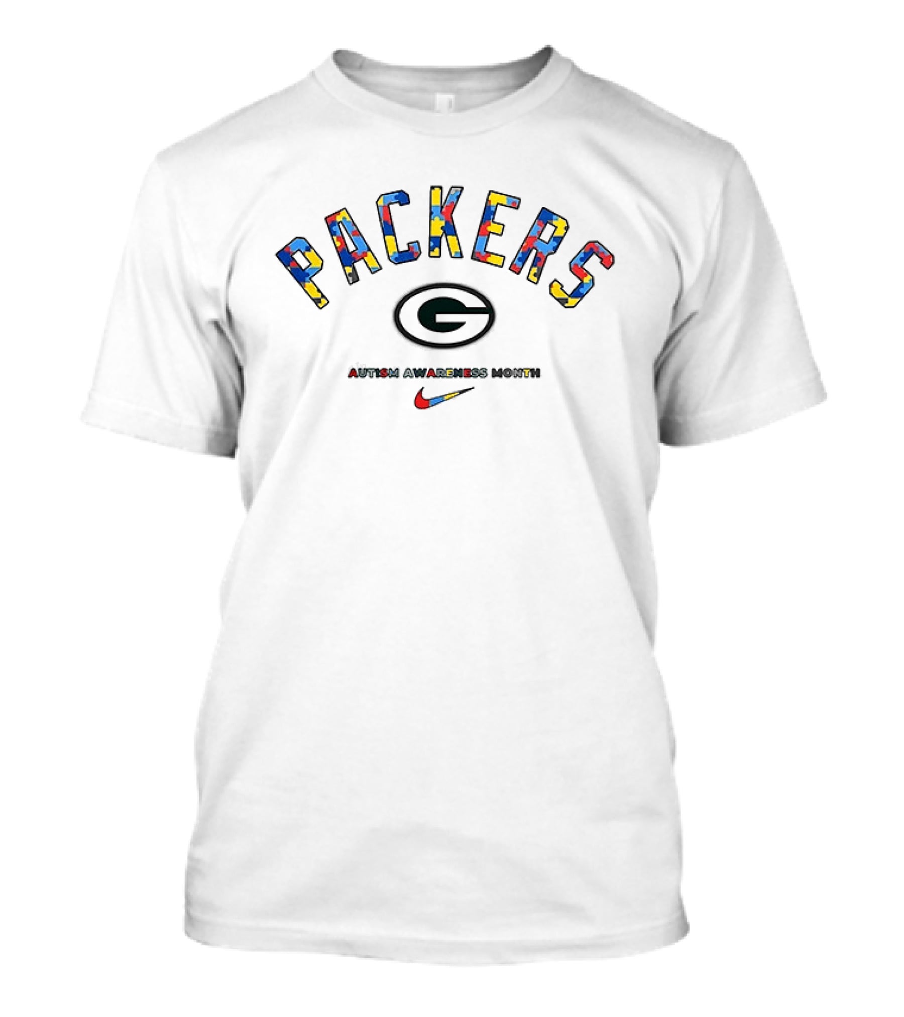 Packers Autism Awareness Month Nike Collaboration Puzzle T-Shirt