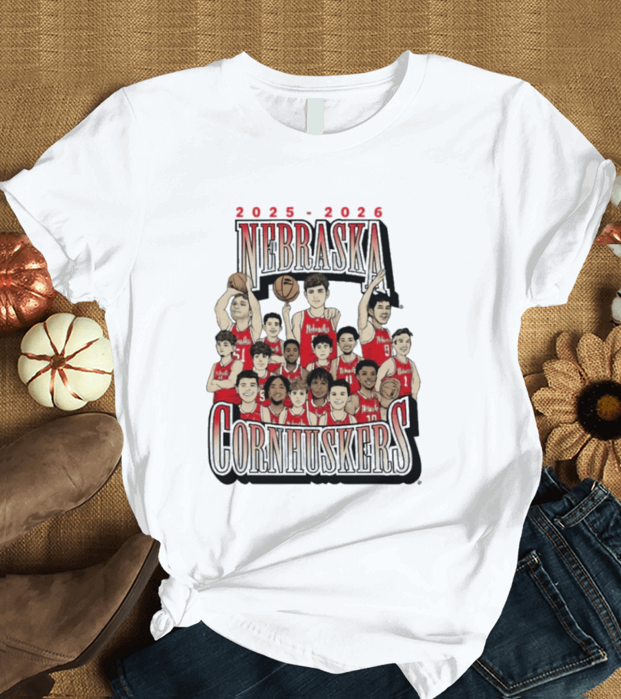 2025 2026 Nebraska Cornhuskers Men's Basketball Team T-Shirt
