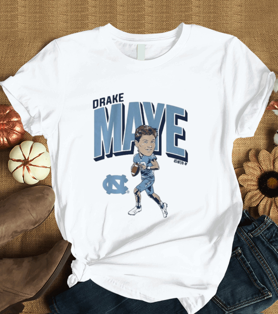 North Carolina Tar Heels Drake Maye Caricature Football Player T-Shirt