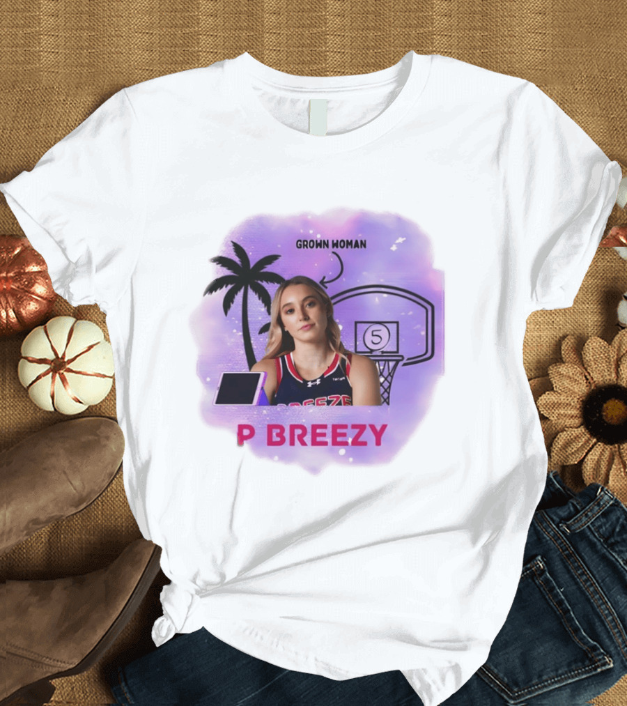 Grown Woman P Breezy Basketball Palm Tree T-Shirt