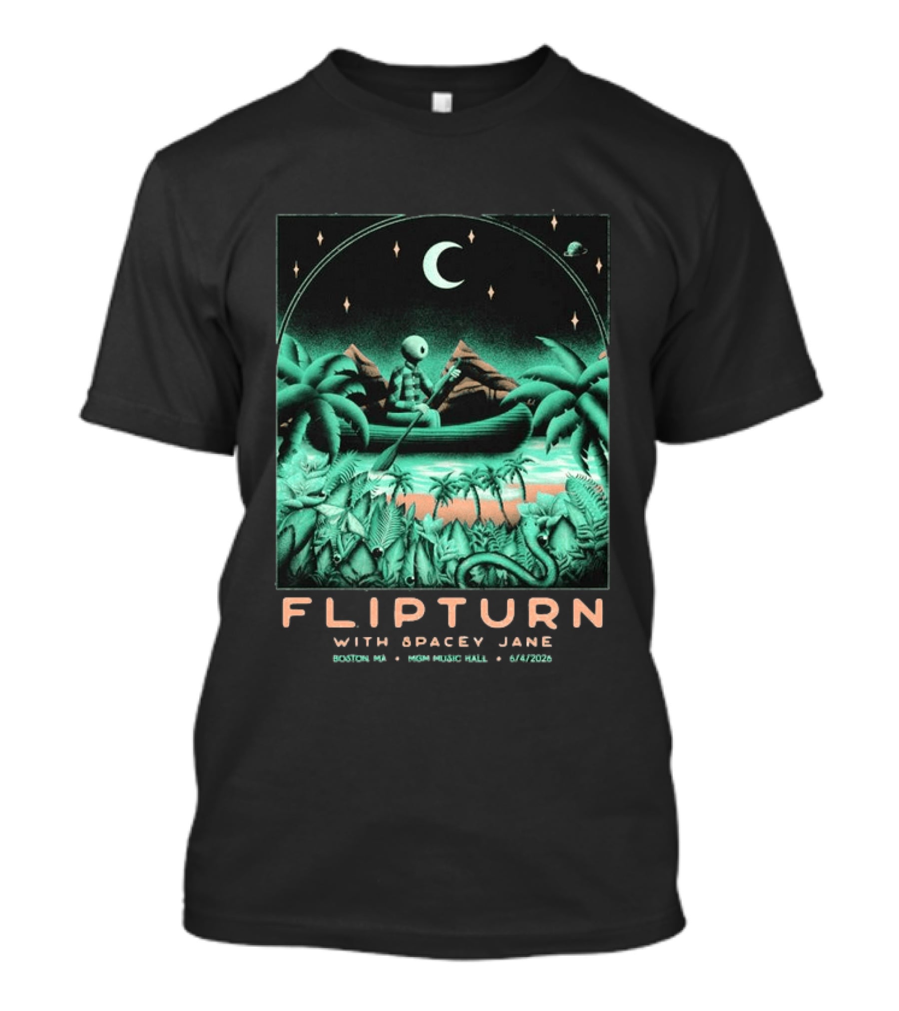 FLIPTURN With Spacey Jane MGM Music Hall Boston 6 4 2026 Art Alien Canoe Scene T-Shirt