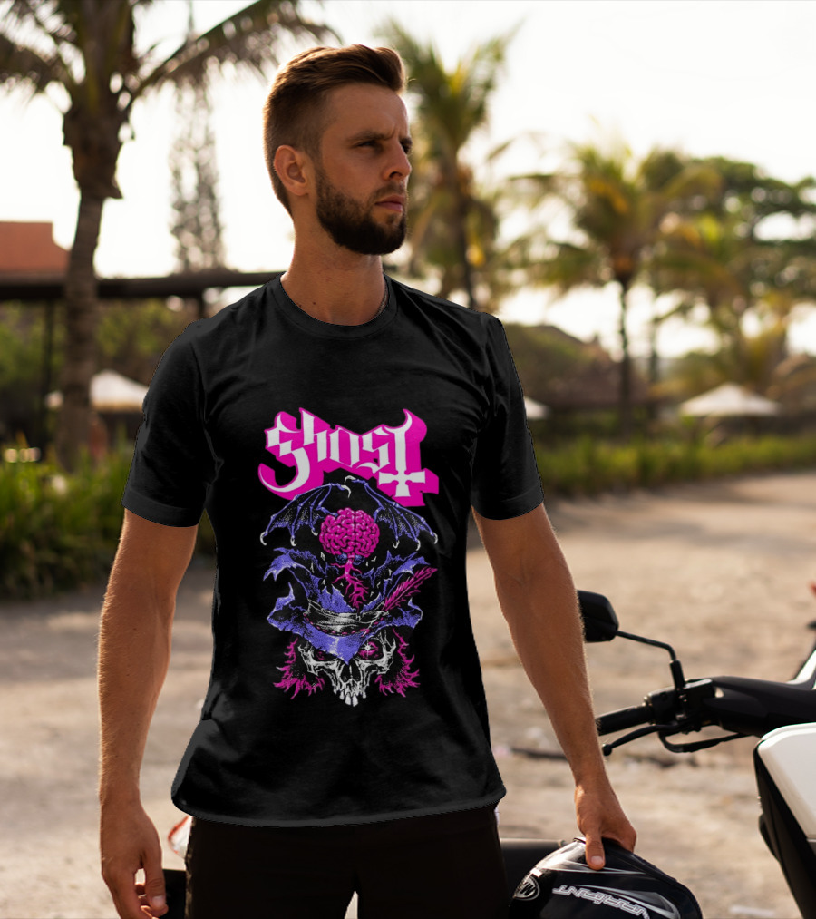 Ghost Bat Brain Skeleton Tour T-Shirt