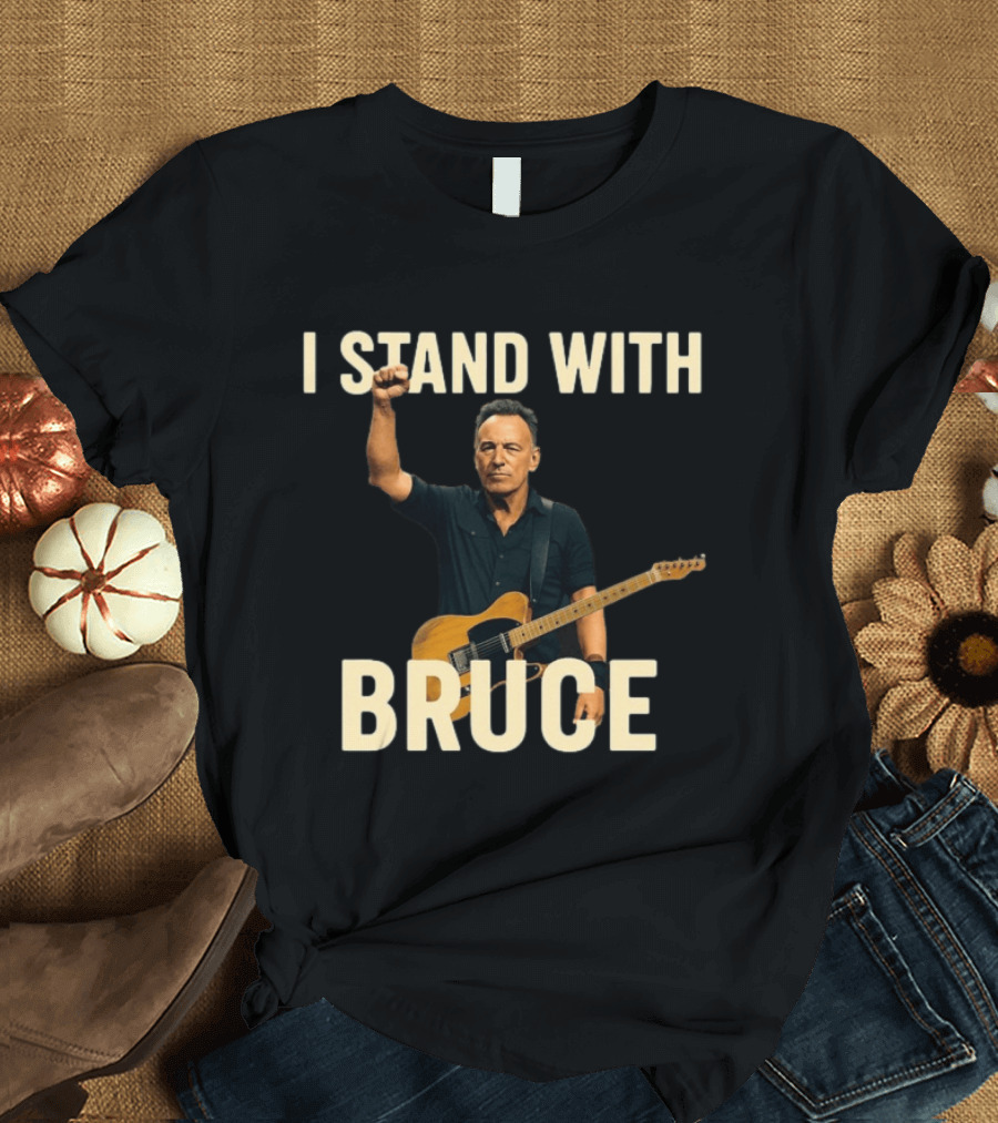 I Stand With Bruce Springsteen Iconic Fist Raised Electric Guitar T-Shirt