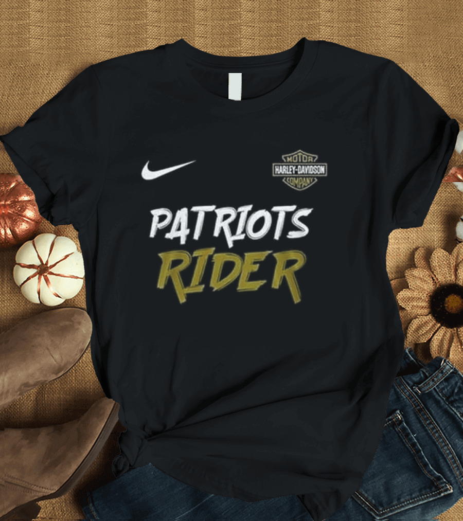 Nike Patriots Rider Harley Davidson Go Patriots Motorcycle T-Shirt