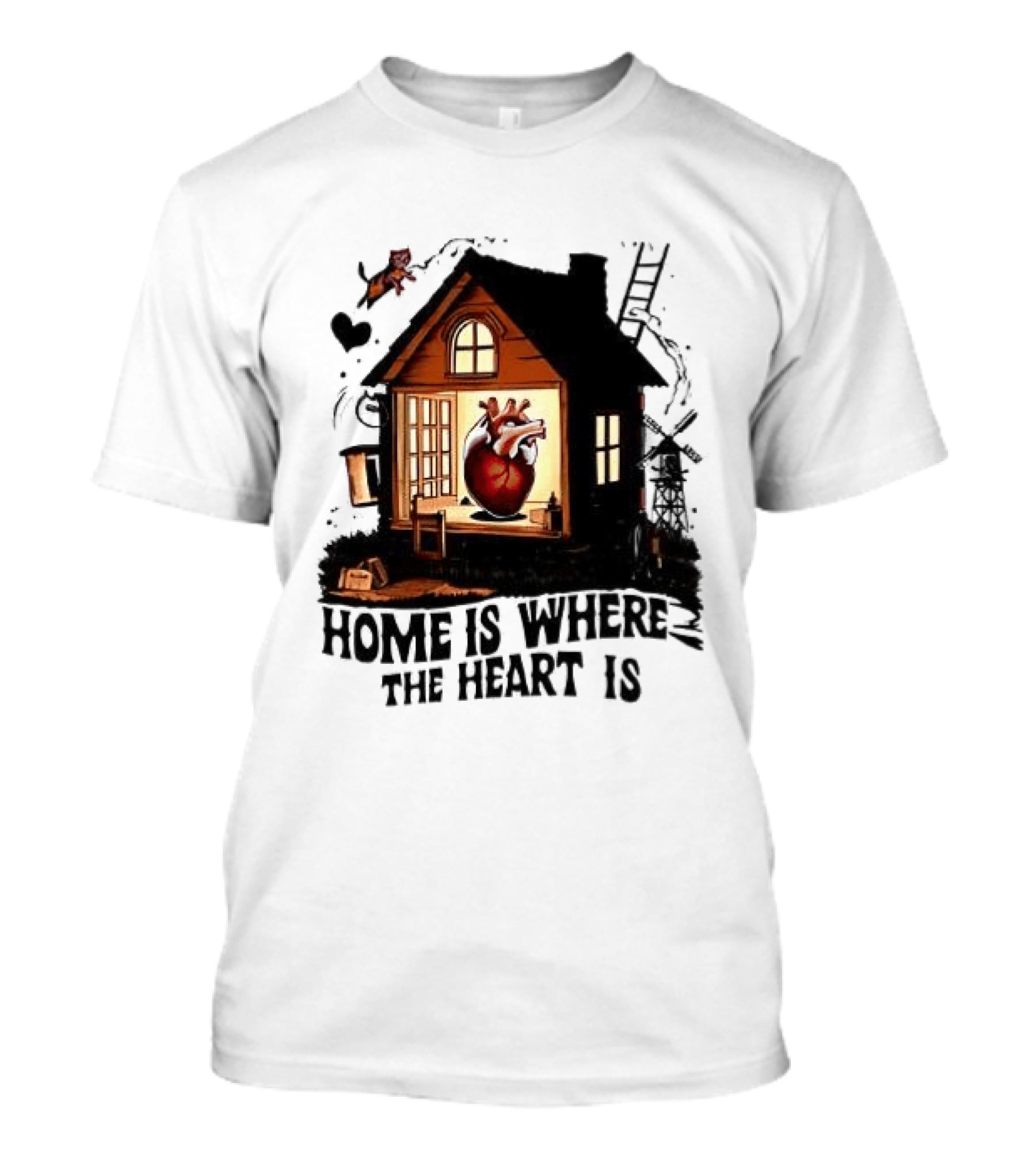 Home Is Where The Heart Is Heart In House With Ladder And Tools T-Shirt