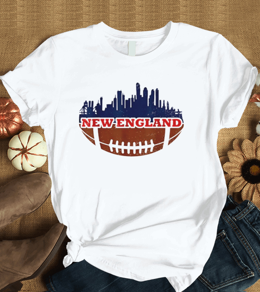 New England Football Skyline Cityscape T-Shirt