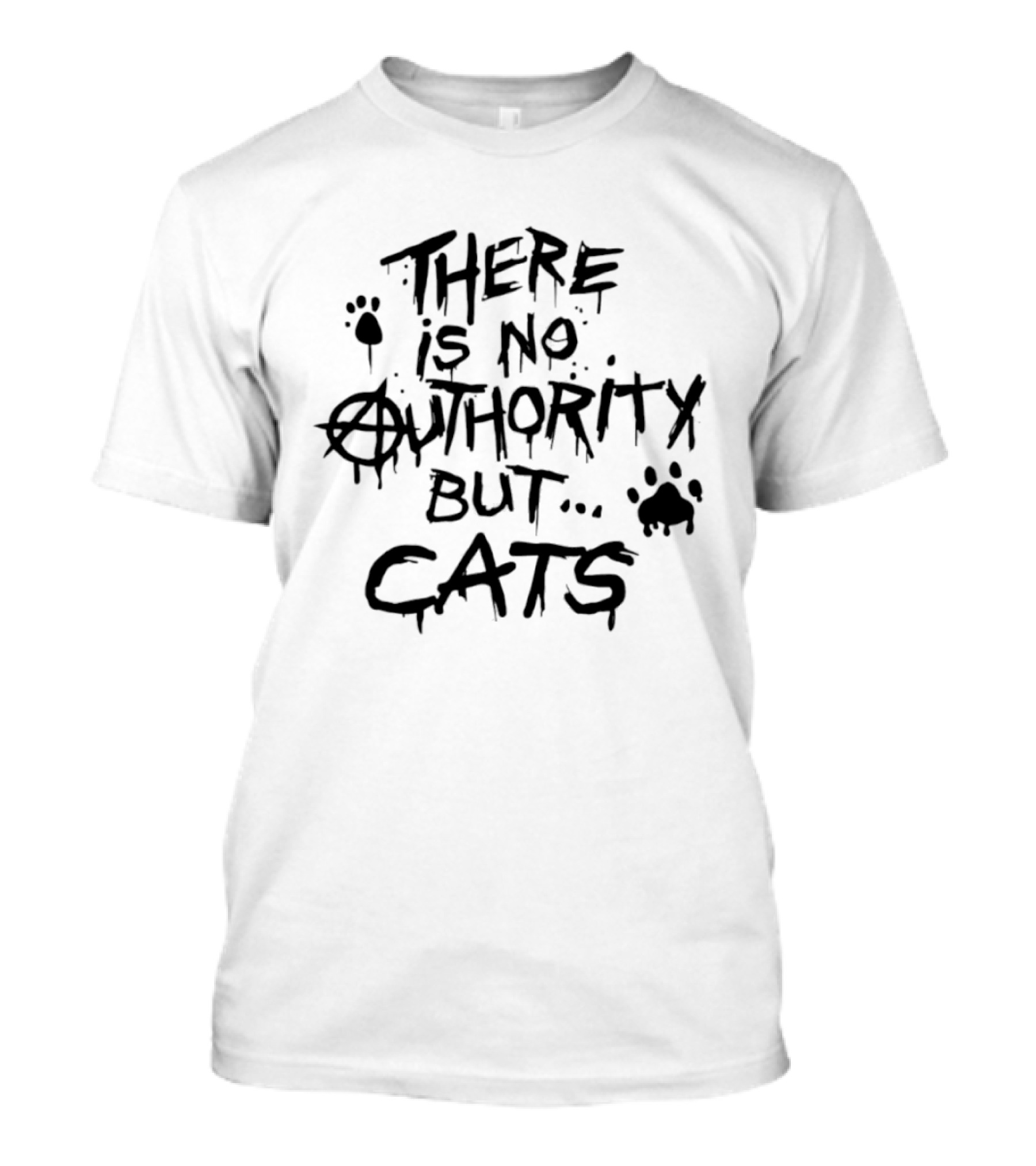 There Is No Authority But Cats Anarcho Punk Style Paw Prints T-Shirt